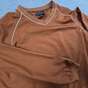 Footjoy FJ Golf Pullover Windbreaker Mens XL Orange V Neck‎ Long Sleeve
